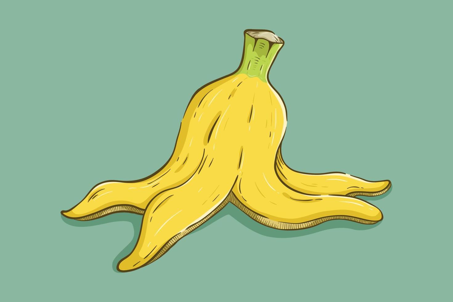 bananenschale mit farbiger handzeichnung oder skizzenstil vektor