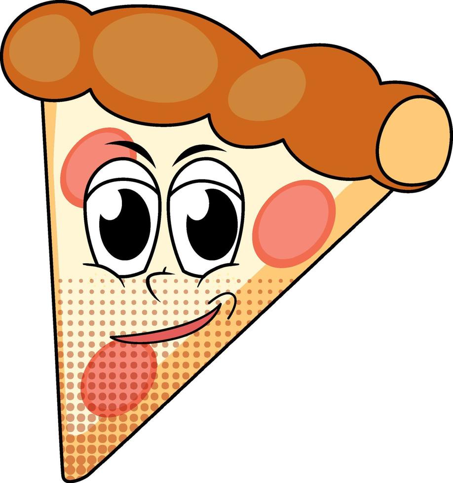 Pizza-Cartoon-Figur auf weißem Hintergrund vektor