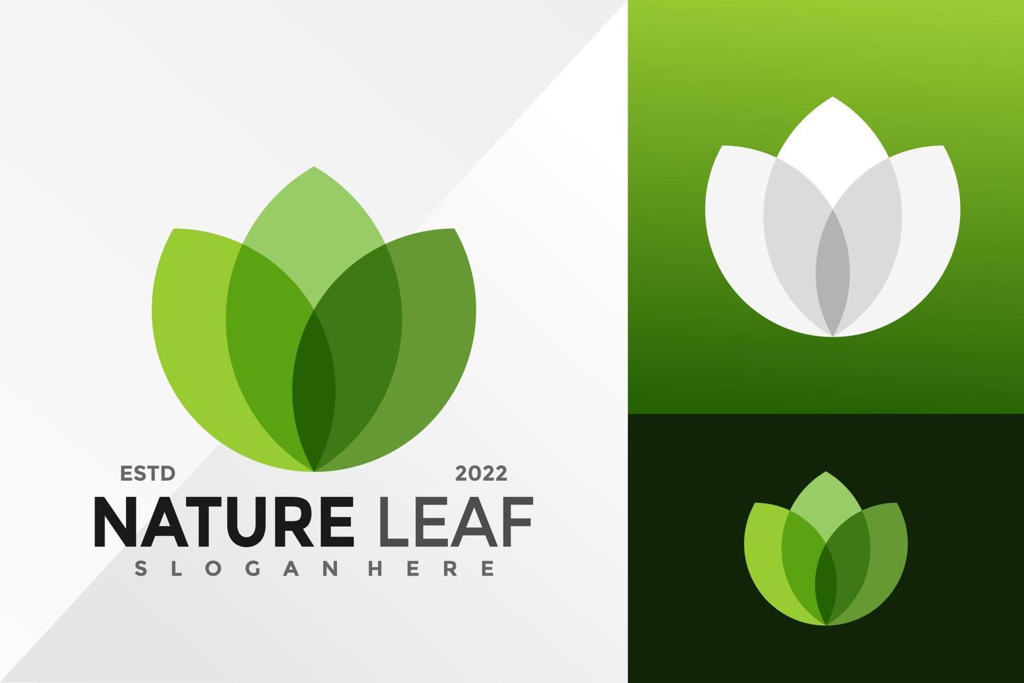 natur löv blomma logotyp design vektor illustration mall