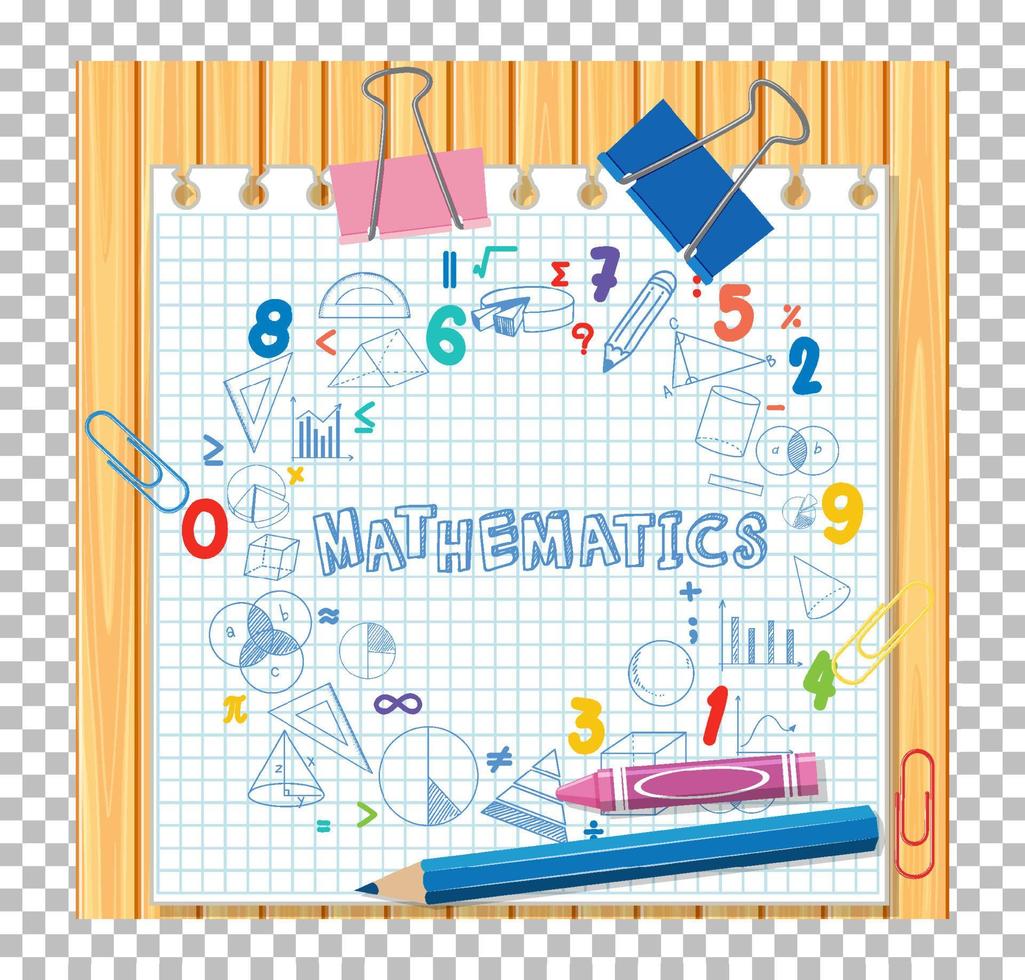 doodle matematisk formel med matematik teckensnitt på träskiva vektor