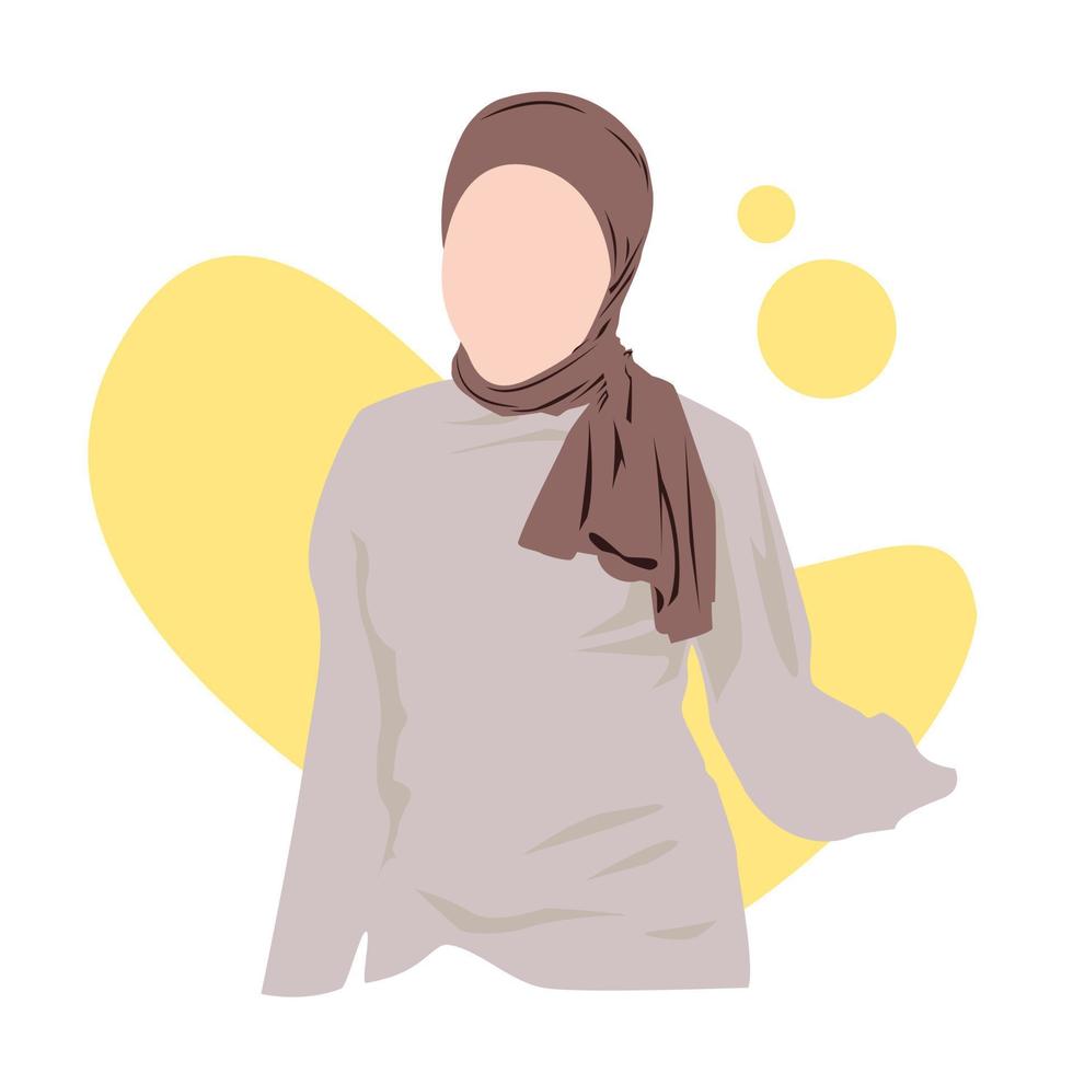 flache artillustration der schönen moslemischen frau, die hijab trägt vektor