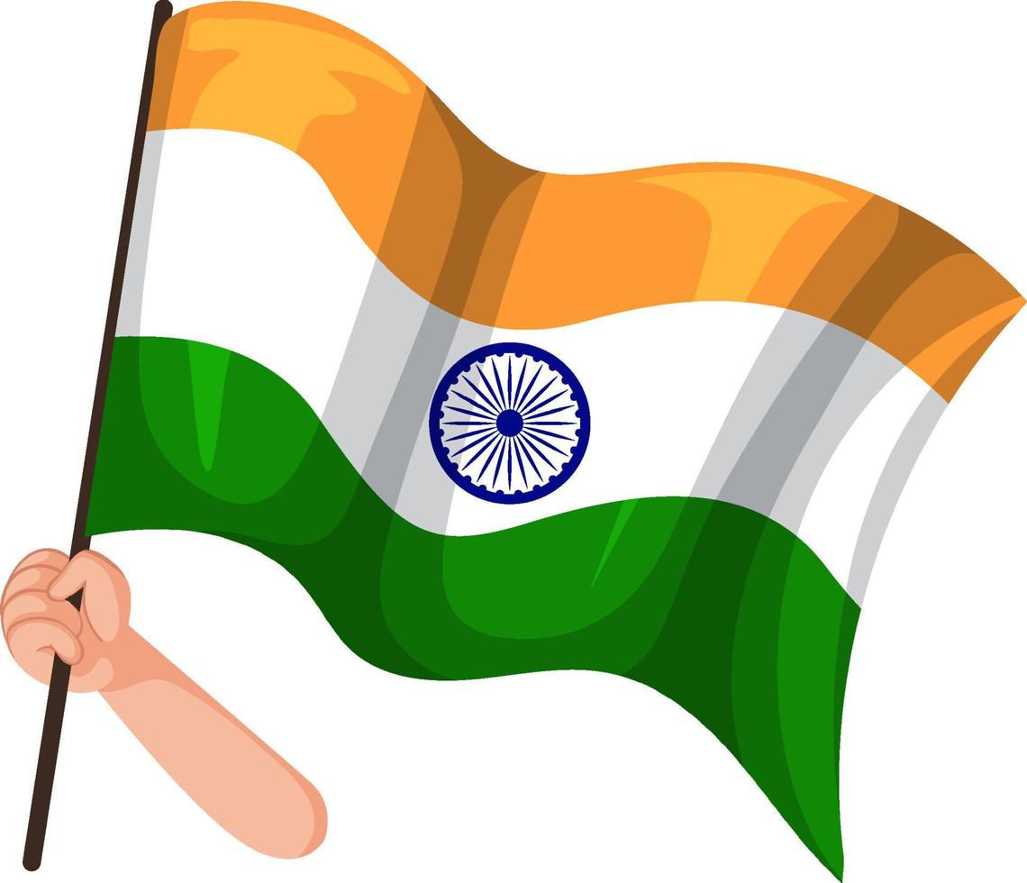 Indiens flagga på pinnen vektor