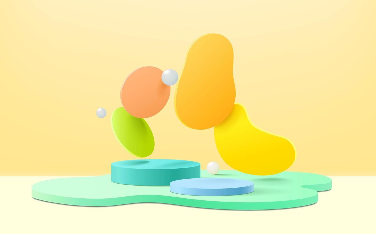 web3d-rendering von podium und abstrakter geometrischer mit leerem raum für kinder oder babyprodukte. vektor