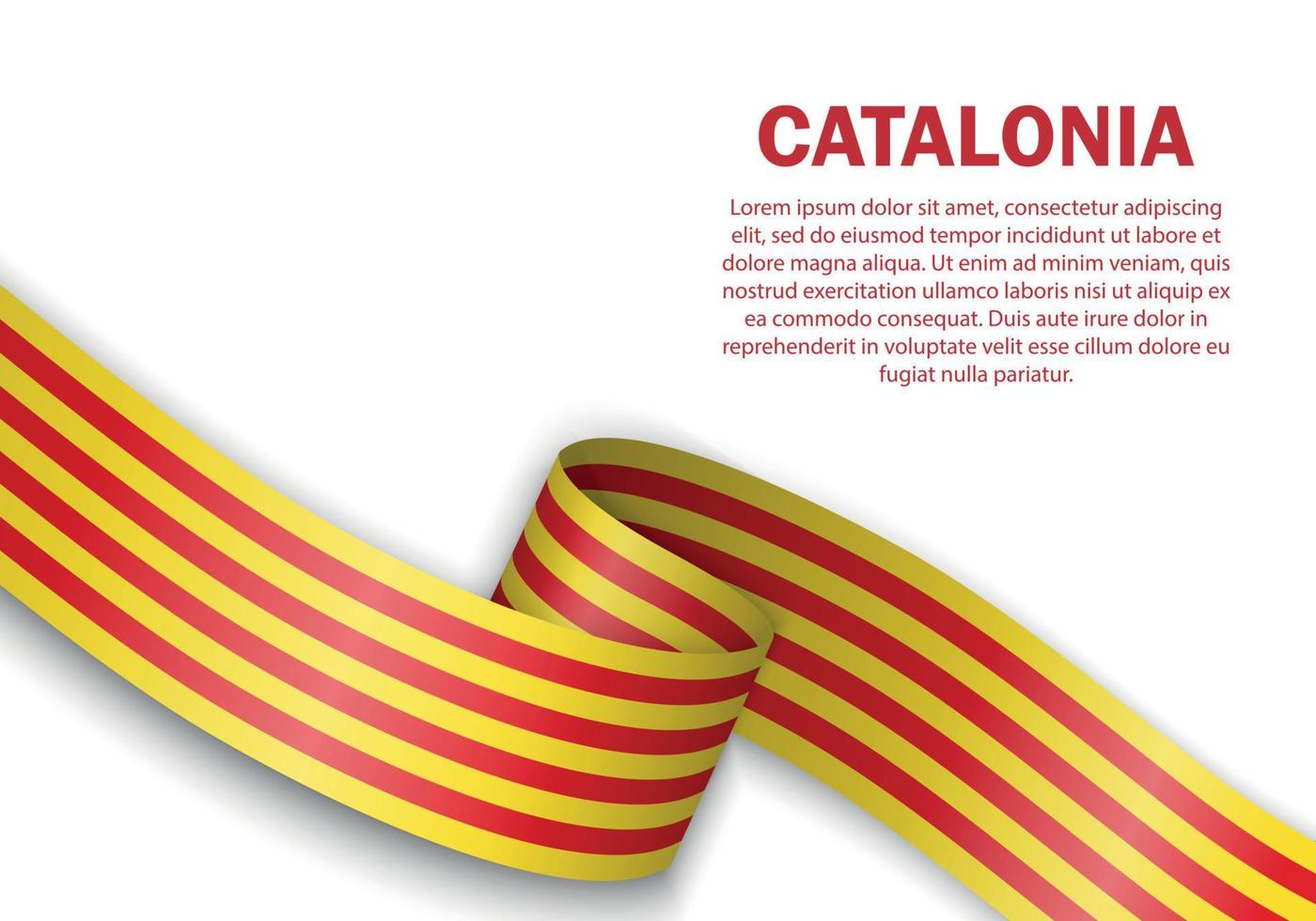 wehende Flagge von Katalonien auf weißem Hintergrund vektor