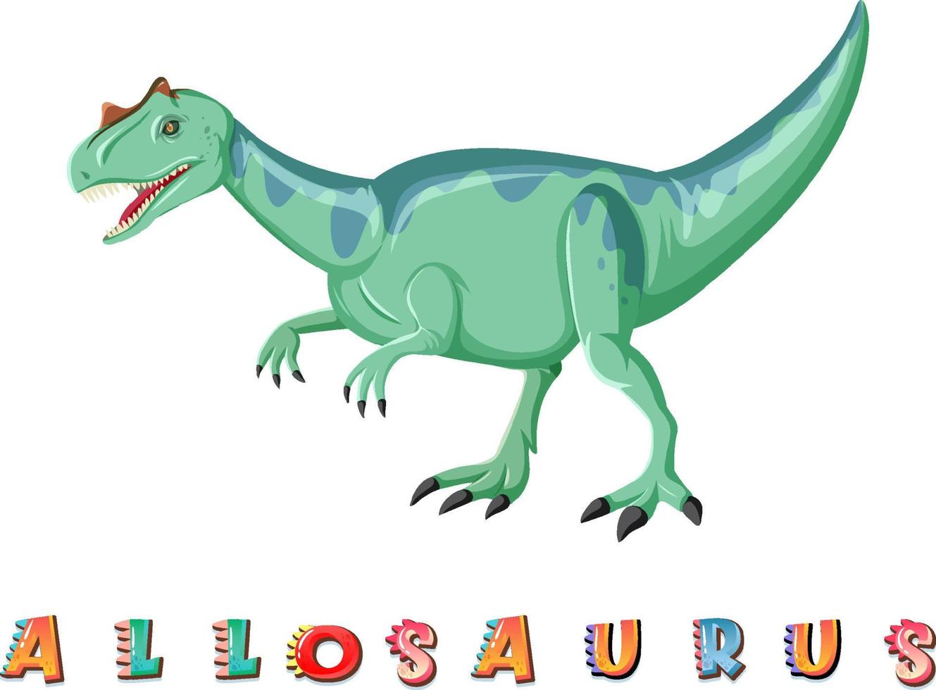 Dinosaurier-Wortkarte für Allosaurus vektor
