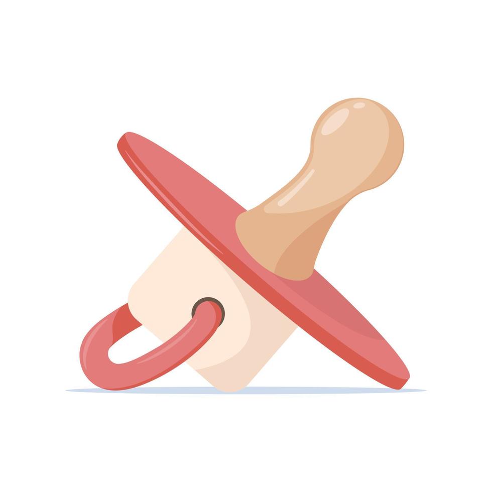 nappnippel för nyfödd bebis med rosa kant och ring. napp för yngsta. symbol för barns leksak. vårdprodukter för barn. moderskap och barndomstillbehör vektor