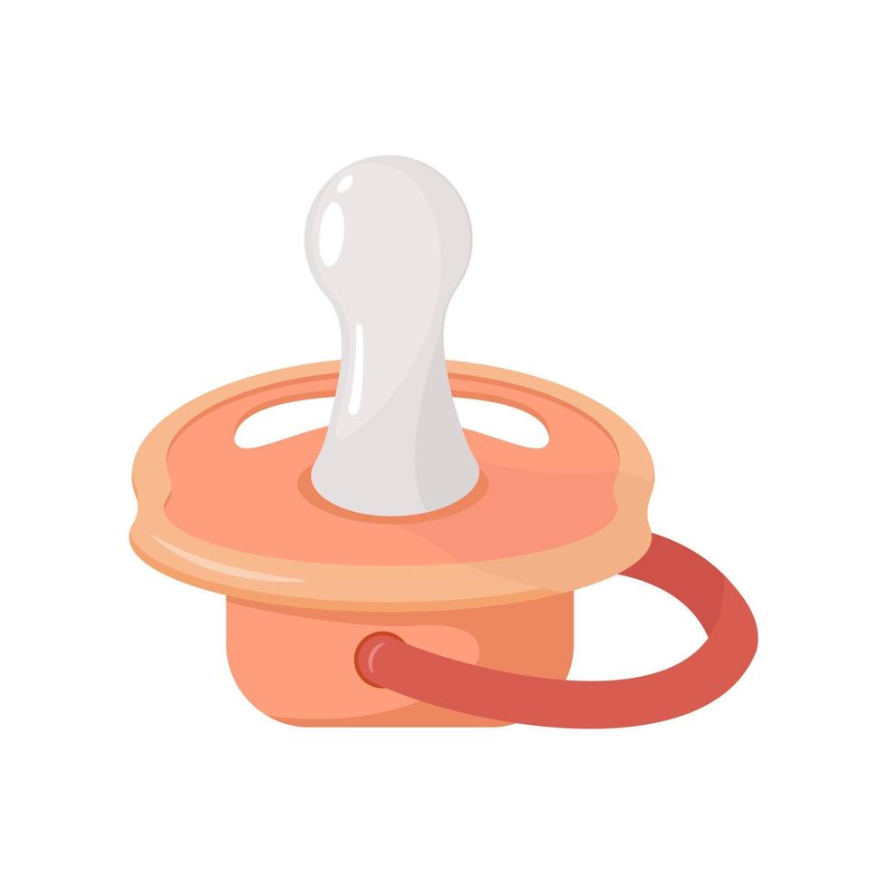 orange nappnippel för nyfödd baby anatomisk med ring. napp för yngsta. symbol för barns leksak. vårdprodukter för barn. moderskap, barndomstillbehör vektor