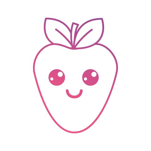Linie kawaii nette glückliche Erdbeerfrucht vektor