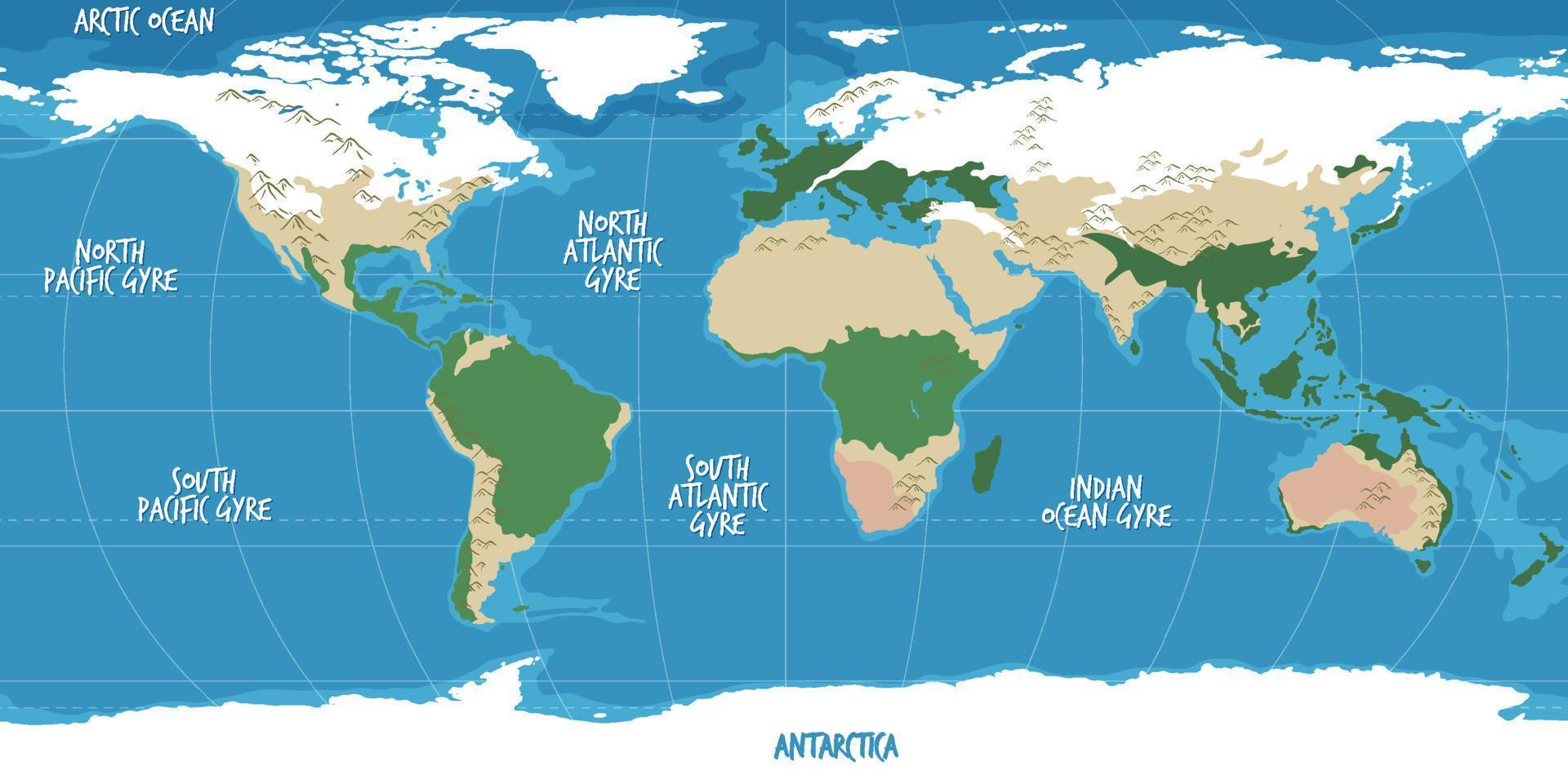 världskarta geografi bakgrund vektor