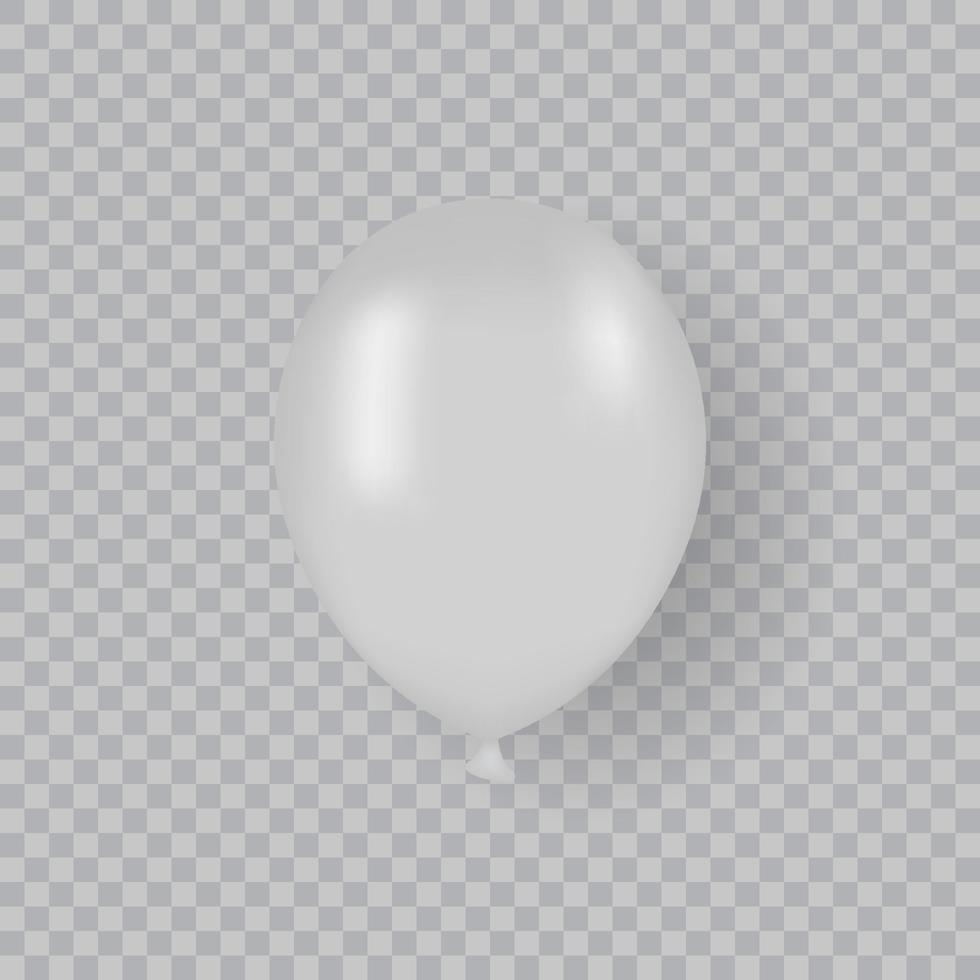 realistischer weißer ballon auf transparentem hintergrund. einzelner 3d-grauer Luftball. runder ballon für geburtstag, party, jahrestag, festlich. isolierte Vektorillustration. vektor