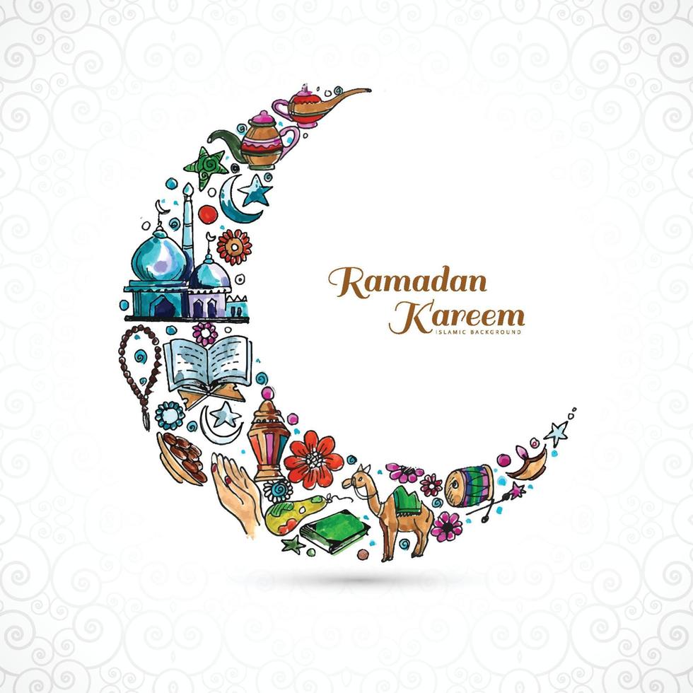 vacker dekorativ måne ramadan kareem bakgrund vektor
