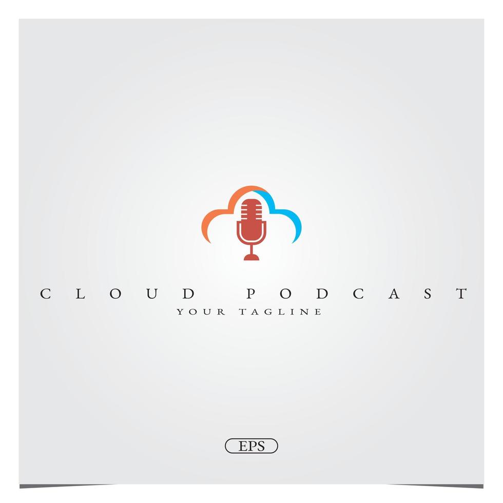 enkel mikrofon med moln för podcast radioinspelning logotyp premium elegant mall vektor eps 10