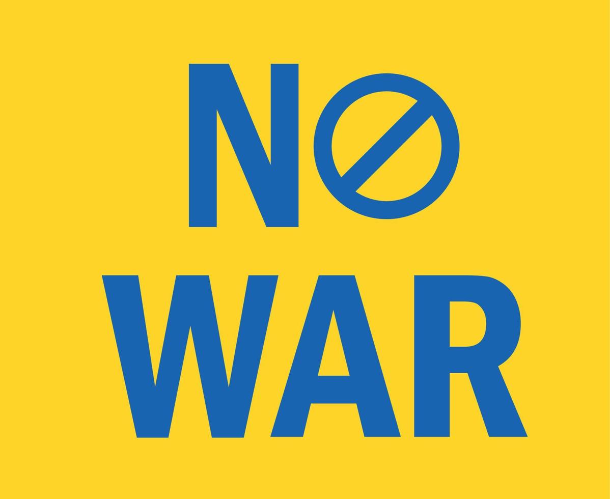 Kein Krieg-Symbol-Emblem blaue abstrakte Symbol-Vektor-Illustration mit gelbem Hintergrund vektor