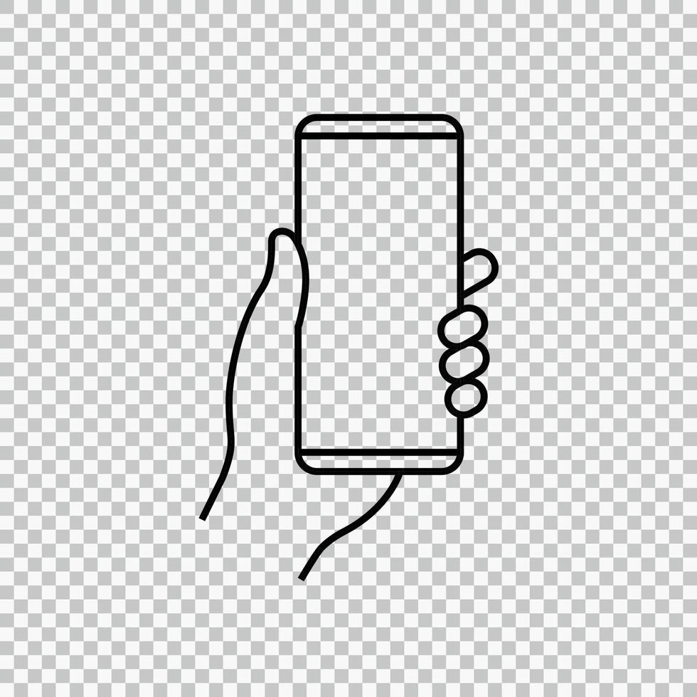 hand som håller mobiltelefon. vektor illustration