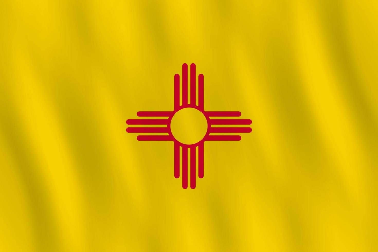 new mexico us state flag med viftande effekt, officiell proportion. vektor