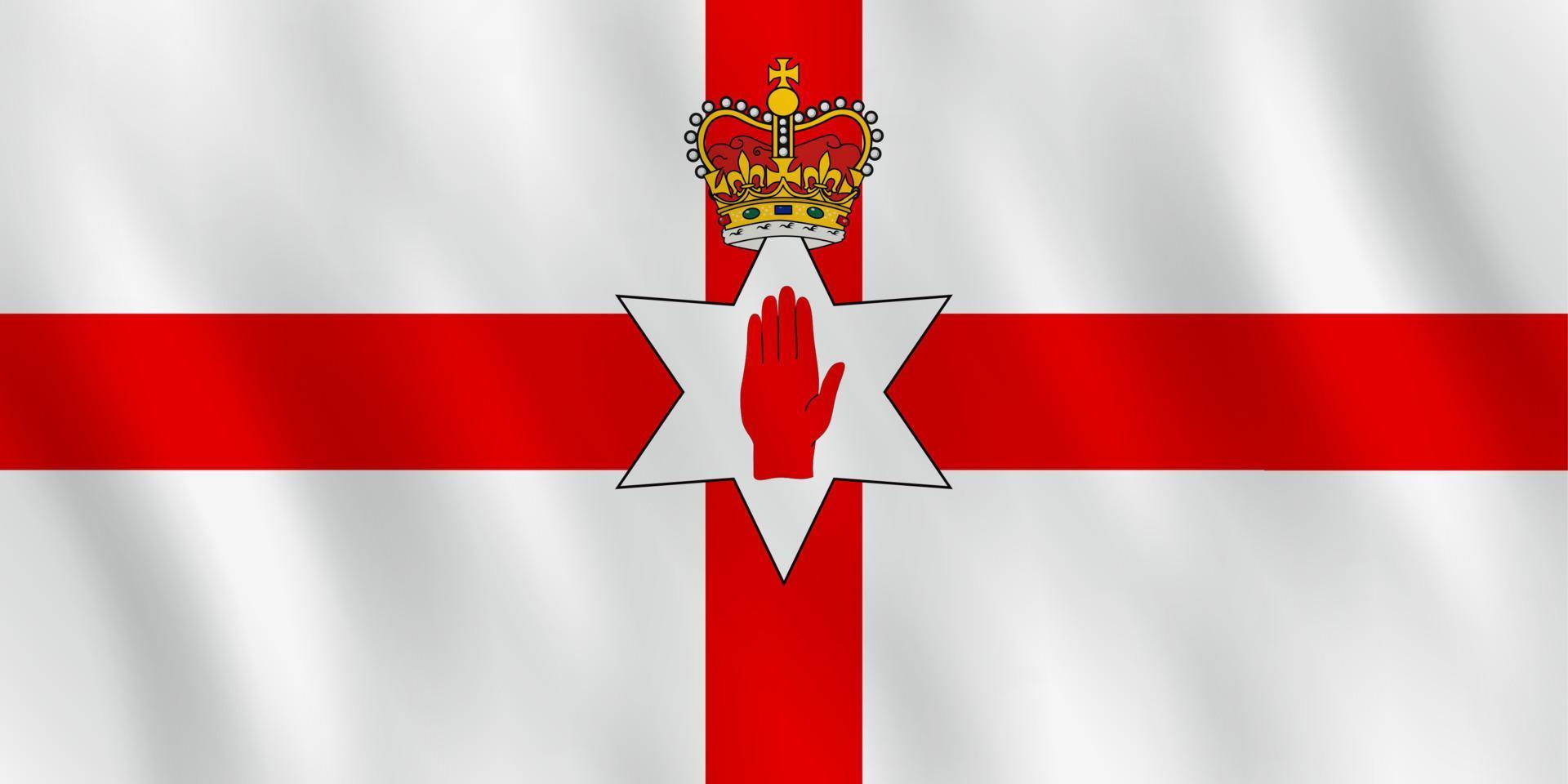 Nordirland-Flagge mit Weheffekt, offizielle Proportionen. vektor