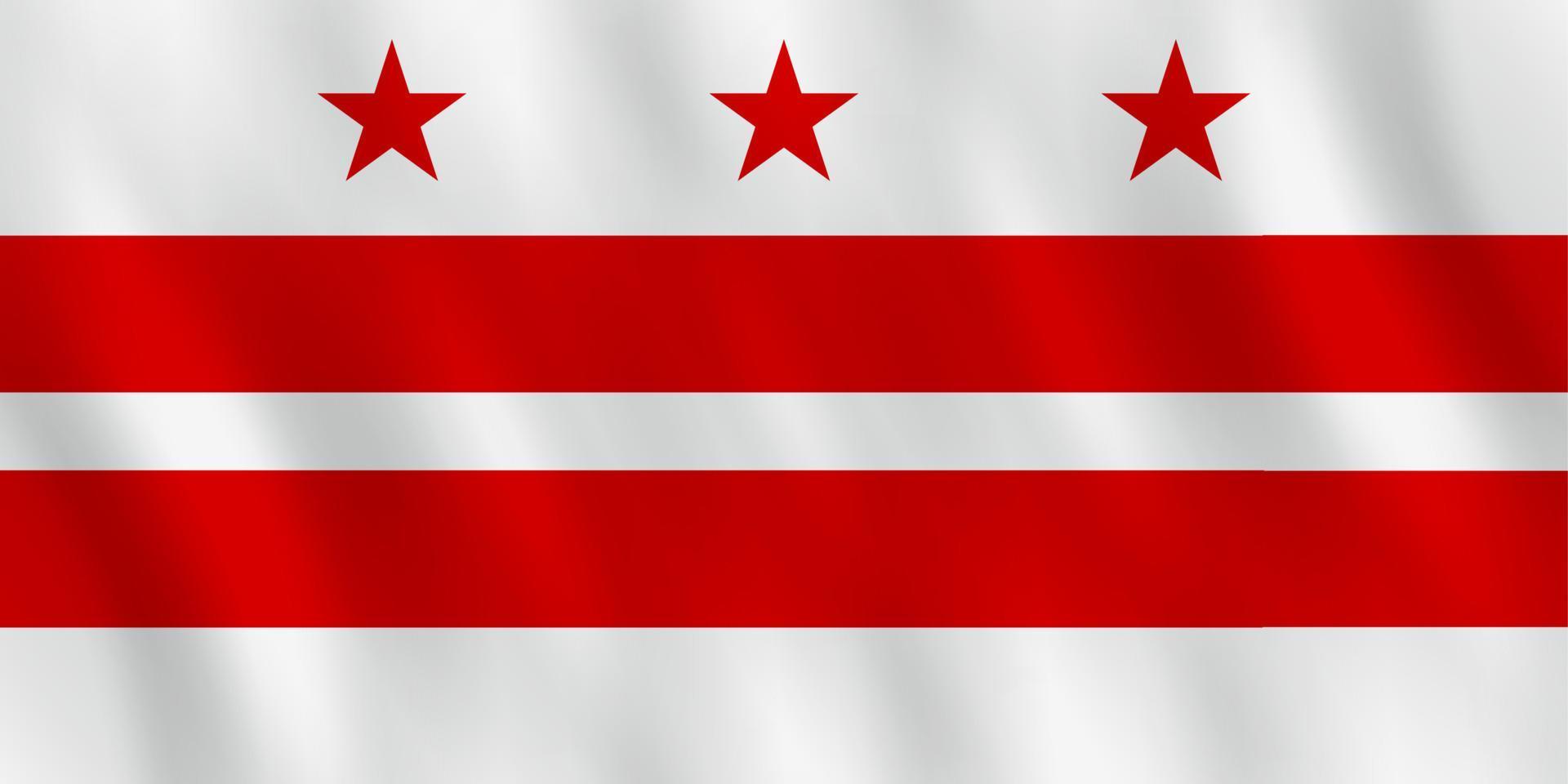 District of Columbia Flagge mit Weheffekt, offizielle Proportionen. vektor