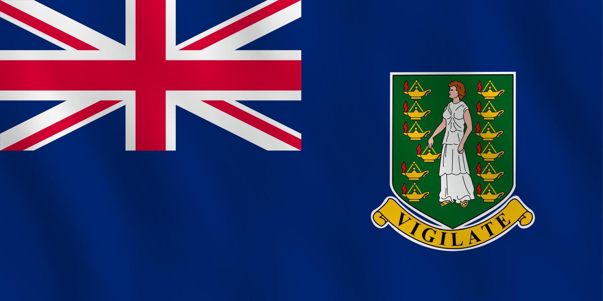 brittiska jungfruöarnas flagga med viftande effekt, officiell proportion. vektor