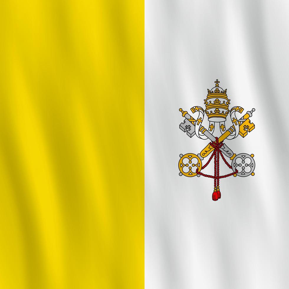 Vatikanstatens flagga med viftande effekt, officiell proportion. vektor