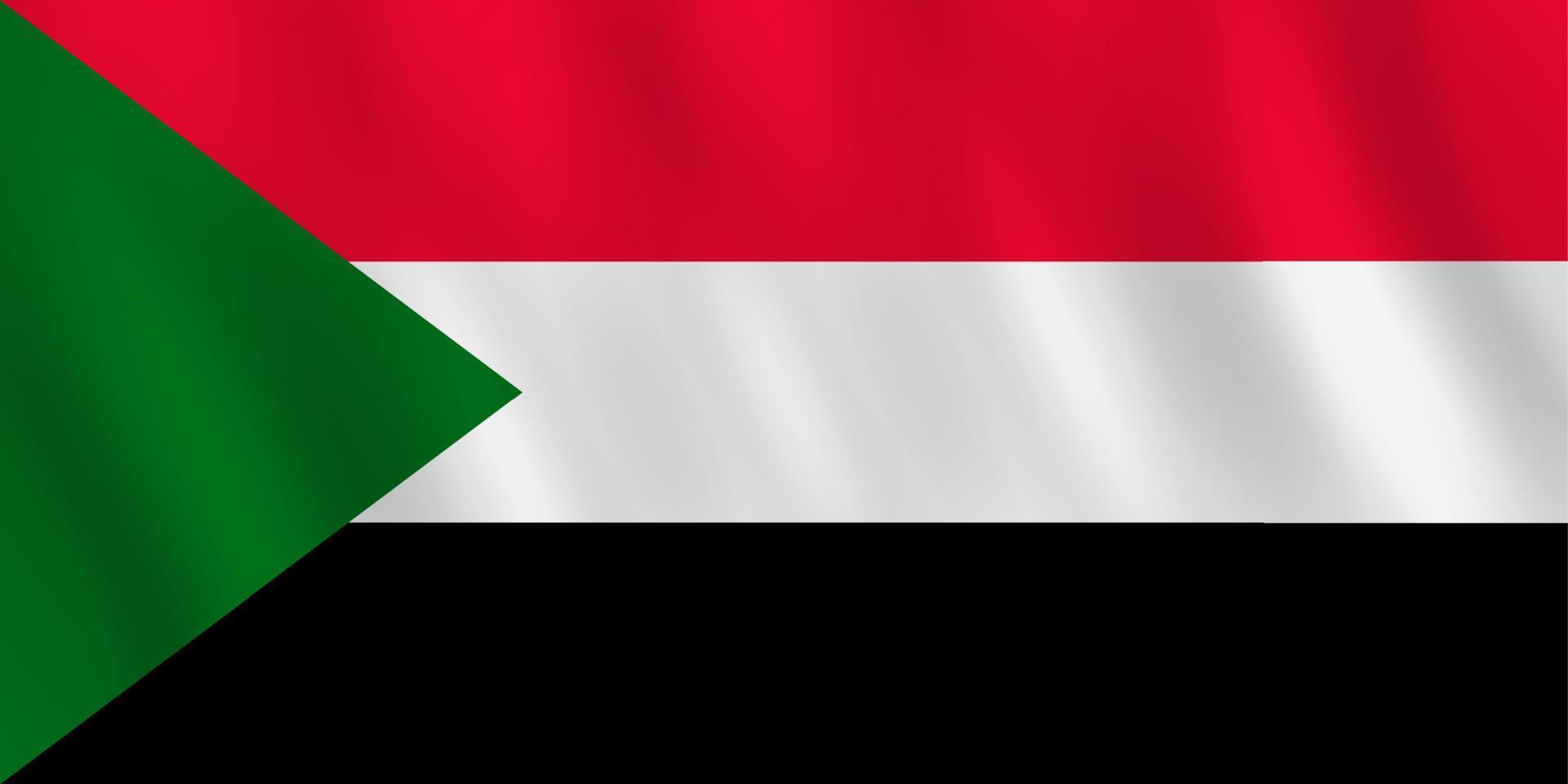 Sudan flagga med viftande effekt, officiell proportion. vektor