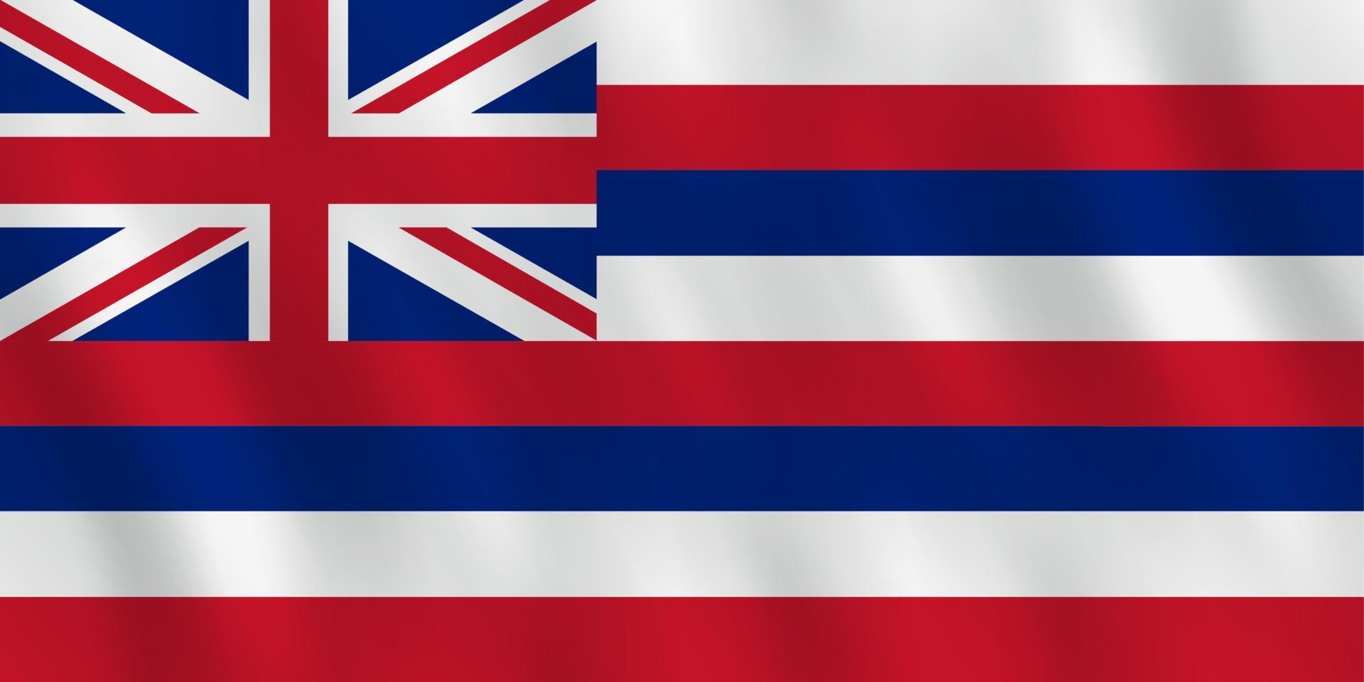 hawaii us state flagga med viftande effekt, officiell proportion. vektor