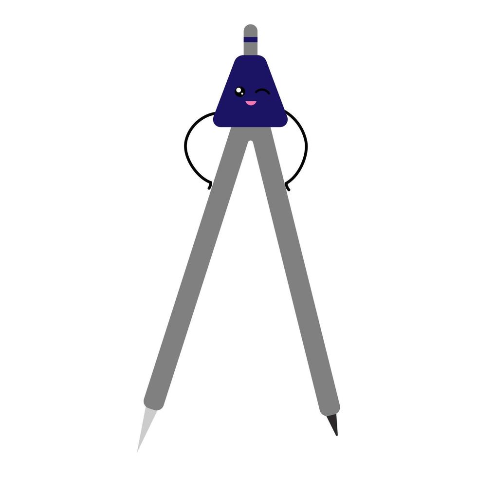 Illustration des niedlichen Cartoon-Kawaii-Kompasses isoliert auf weißem Hintergrund. vektor