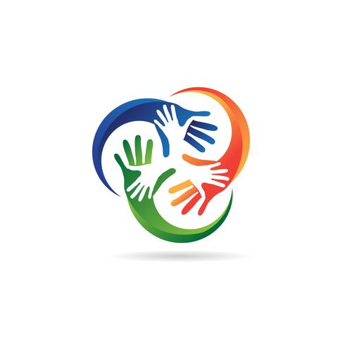 Buntes soziales Hand Nächstenliebe-Logo vektor