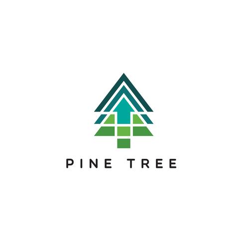 Pine-logotyp med pil upp vektor