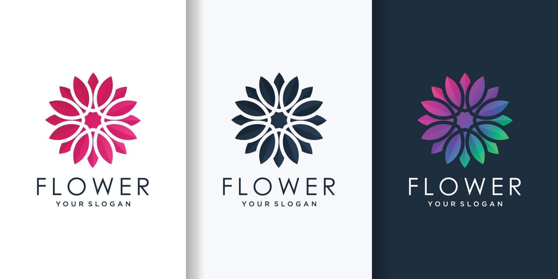 blomma logotyp med modern gradient stil, skönhet, blomma, spa, hälsa, premium vektor
