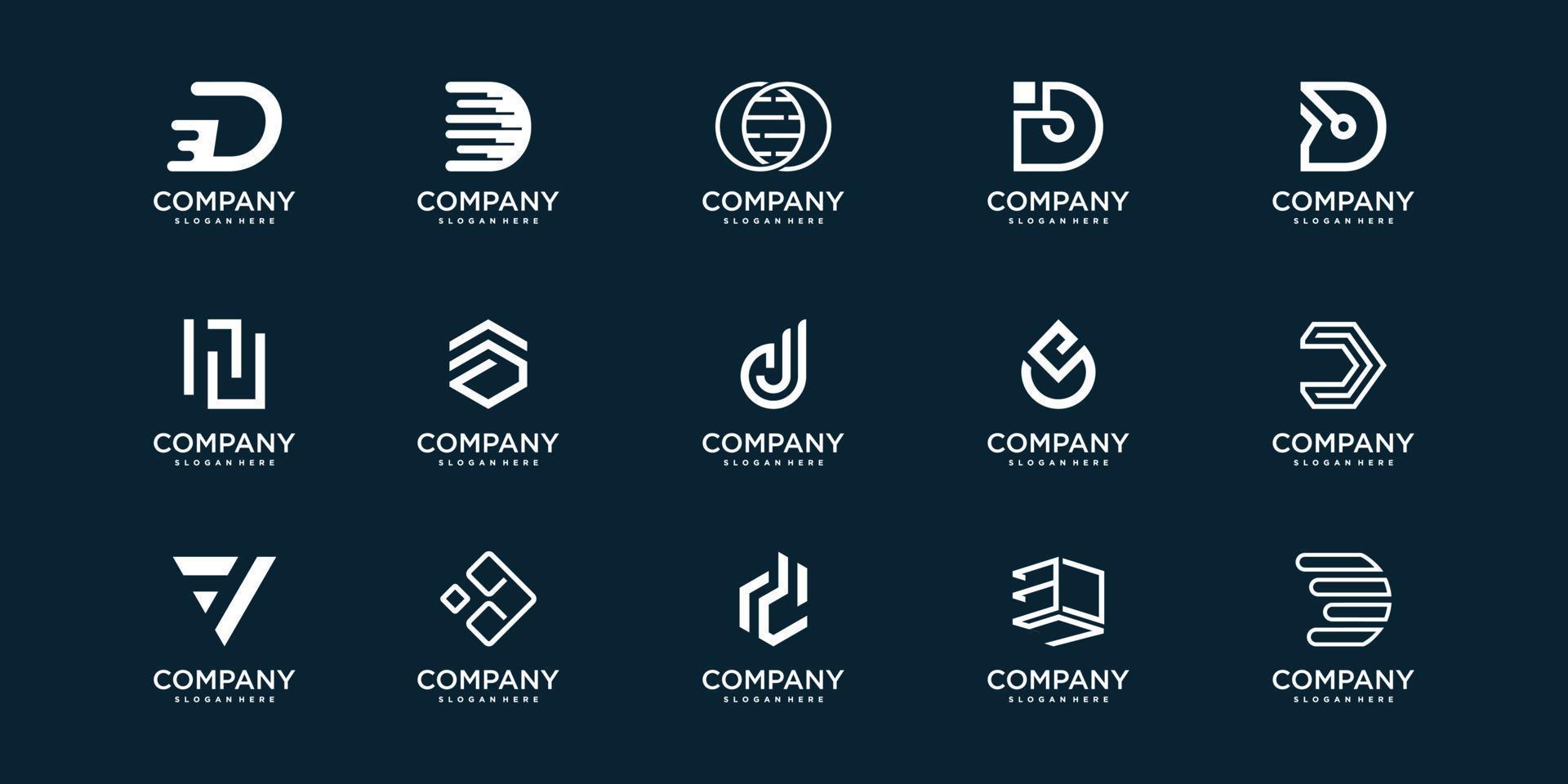 brev logotyp samling med initial d, modernt koncept för företaget premium vektor
