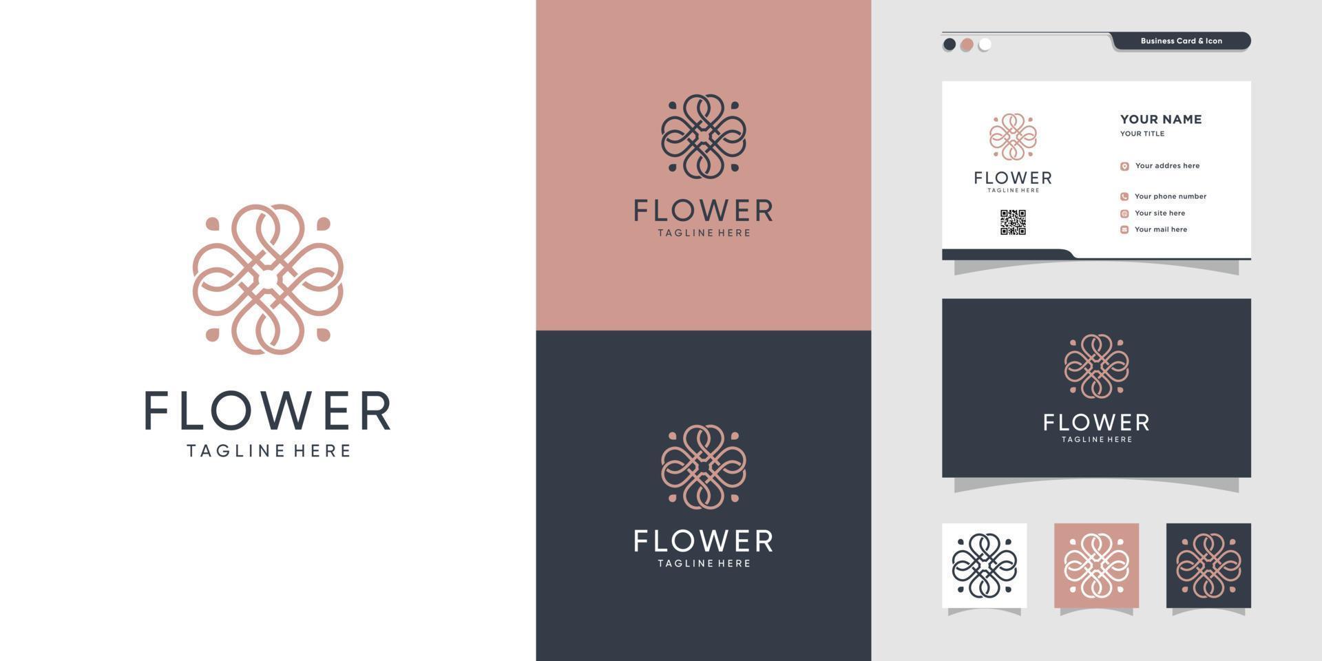 skönhet blomma logotyp och visitkort design. skönhet, mode, salong, visitkort, premium vektor