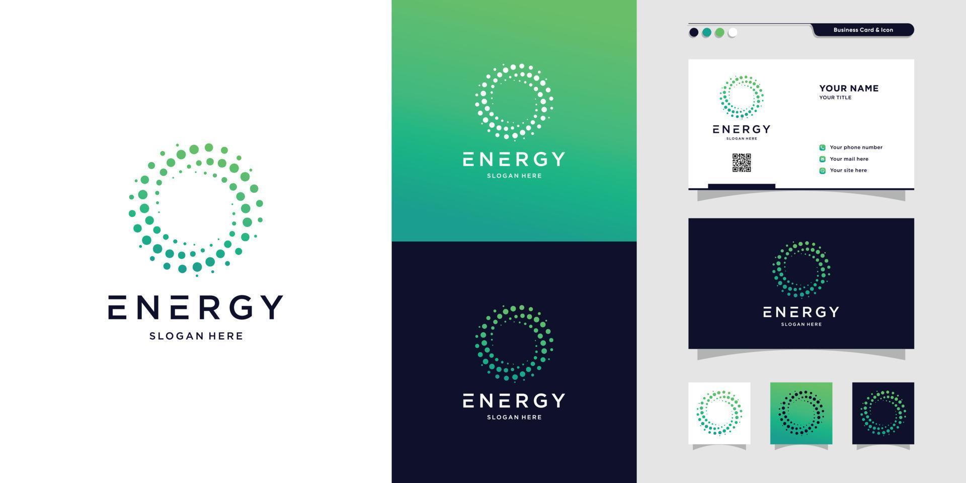 modern energi logotyp och visitkort design. lösning, positiv, modern, energi, ikon, premium vektor