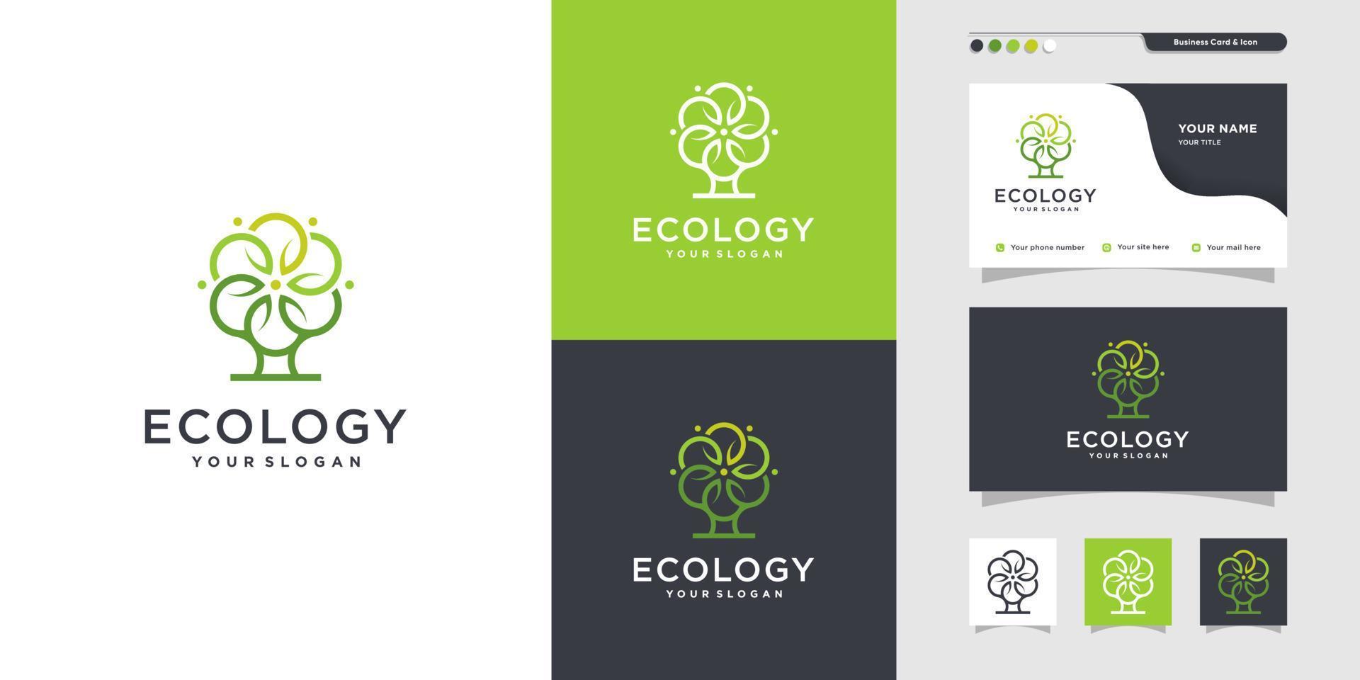 einzigartiges Ökologie-Logo und Visitenkarten-Design. gesundheit, pflege, leben, leben, symbol premium-vektor vektor