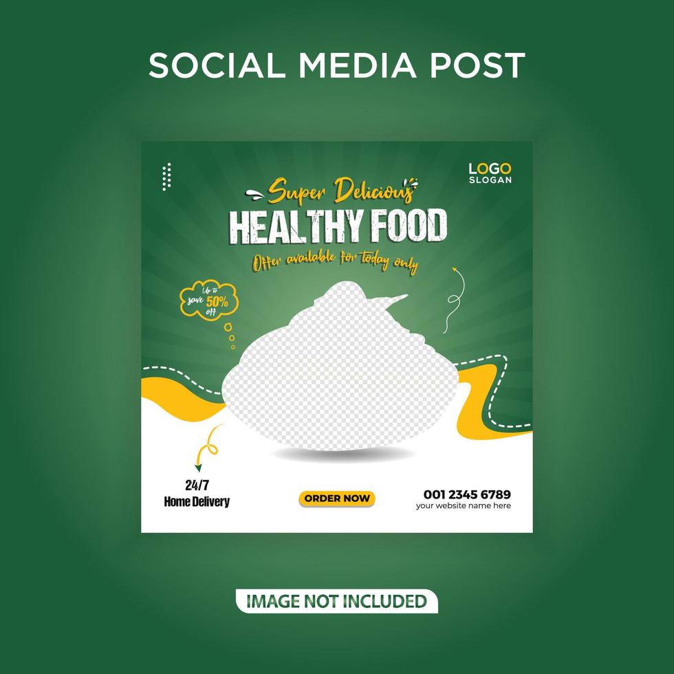 super hälsosam mat banner för sociala medier vektor
