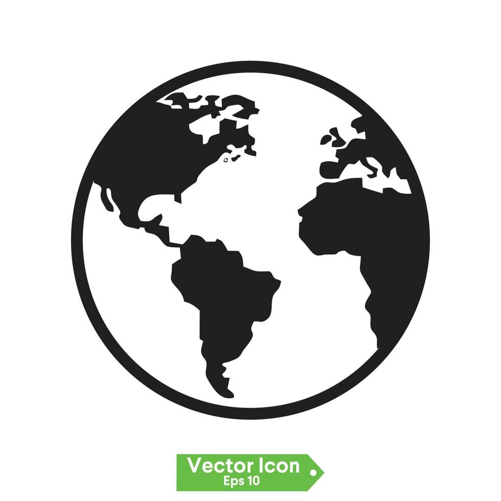 Planetenkarte Globus-Symbole. Vektor-Erdsymbole, Weltglobus-Piktogramme, Symbol für Reisende mit breiter Geografie oder Symbolsatz für die Erforschung des Öko-Raums vektor