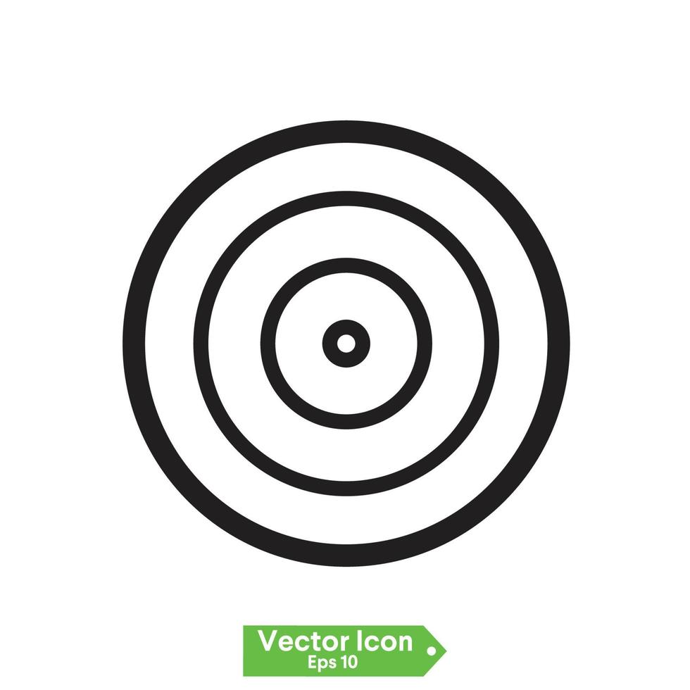 mål bullseye pilikon platt. illustration isolerad på vit bakgrund. vektor grå tecken symbol