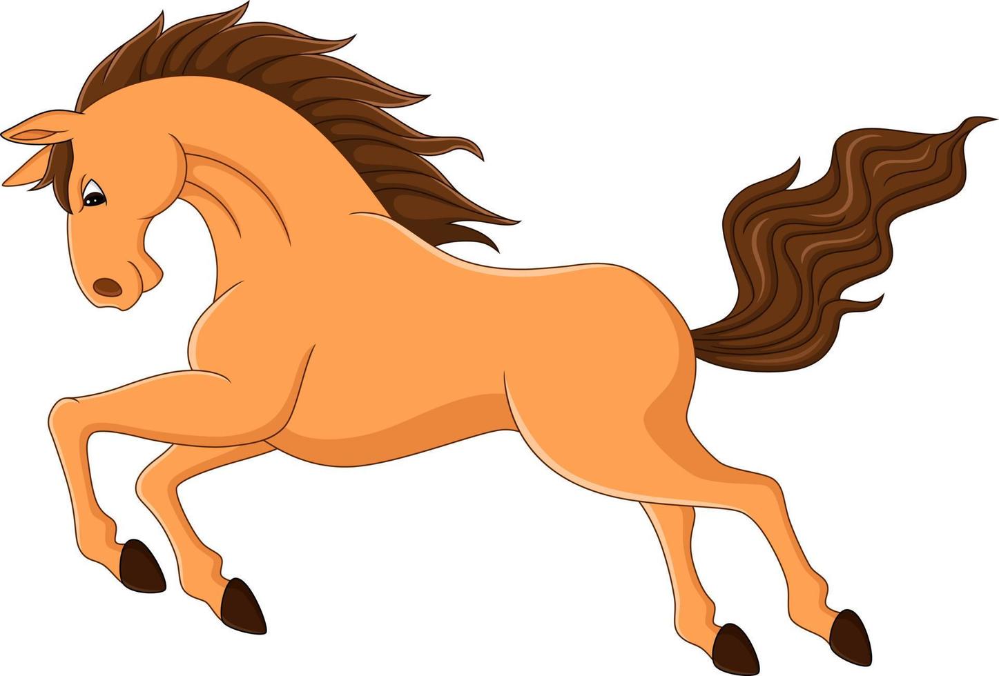tecknad brun häst körs på vit bakgrund vektor