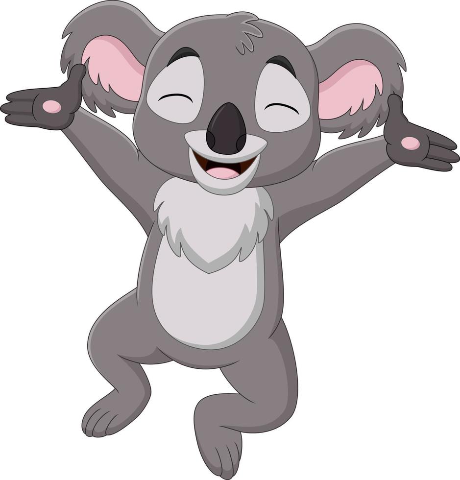 glücklicher koala der karikatur auf weißem hintergrund vektor