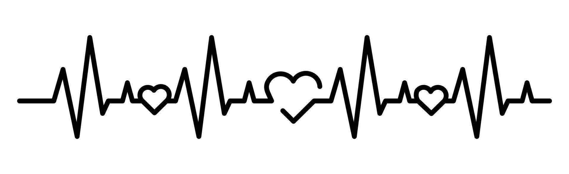 hjärtslag linje ikon vektor illustration, uppsättning hjärtslag ikon på symbol cardiogram hjärta logotyp