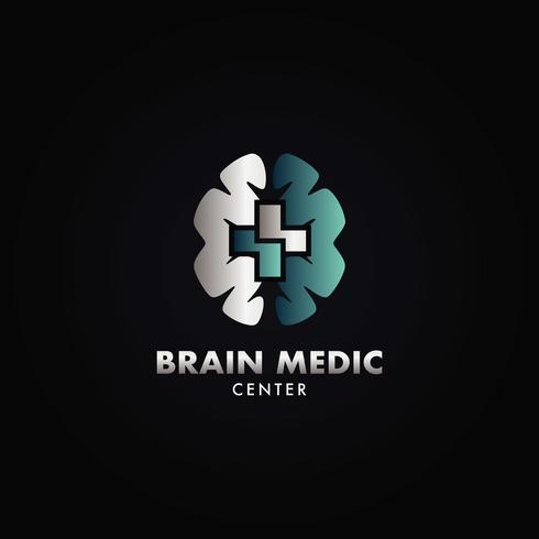 Hjärnmedicinsk logotyp vektor