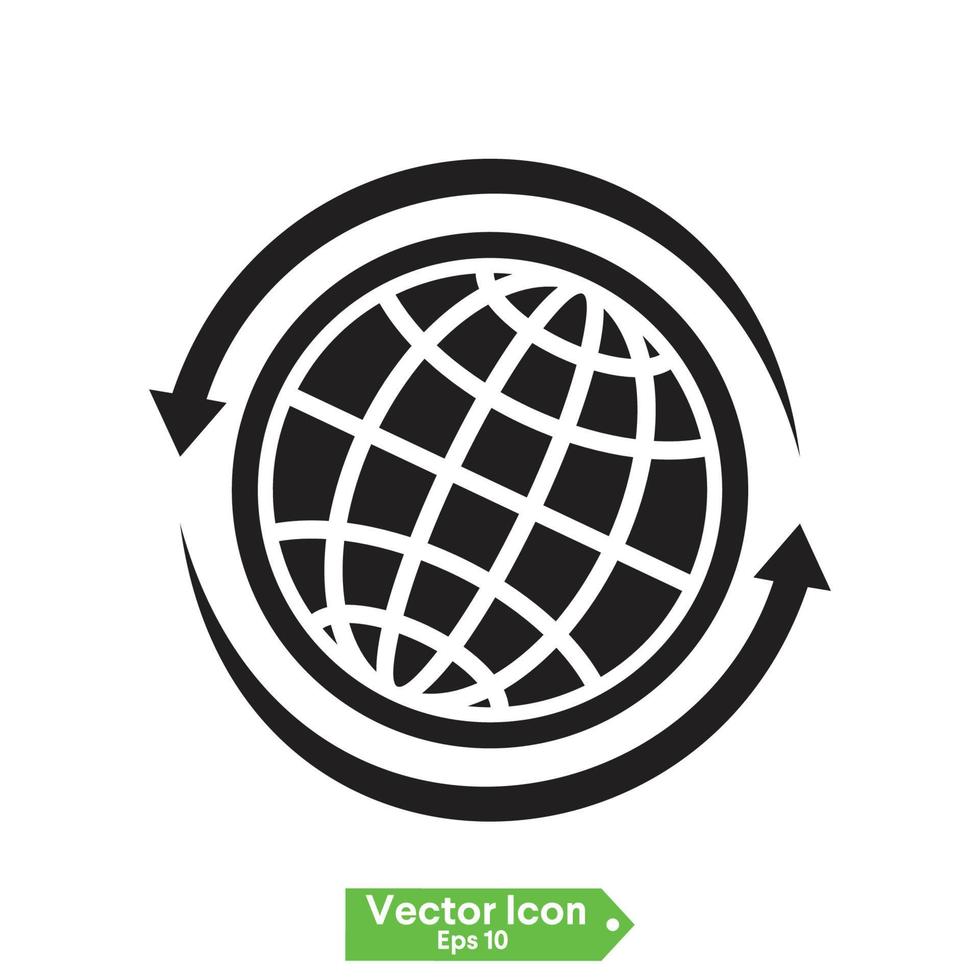 Planetenkarte Globus-Symbole. Vektor-Erdsymbole, Weltglobus-Piktogramme, Symbol für Reisende mit breiter Geografie oder Symbolsatz für die Erforschung des Öko-Raums vektor