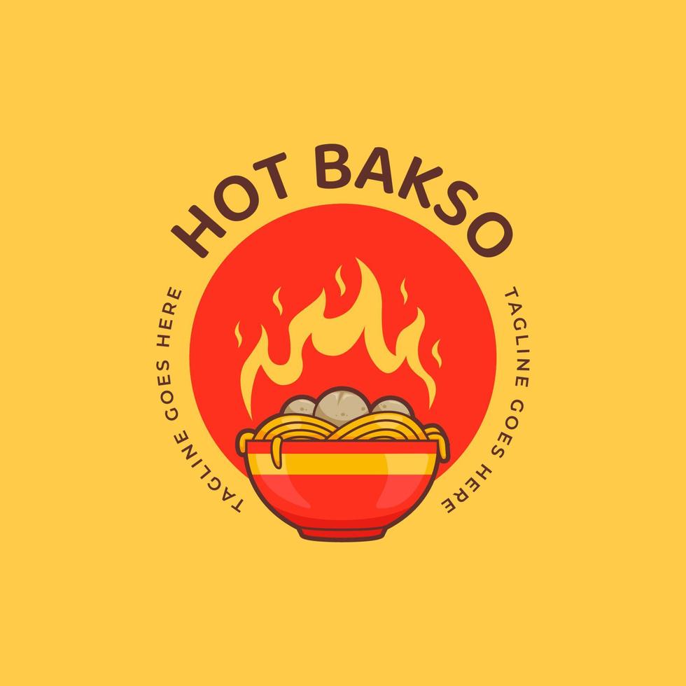 scharfes bakso-fleischbällchen-logo-symbol-vorlage scharfes essen kulinarisch aus indonesien vektor