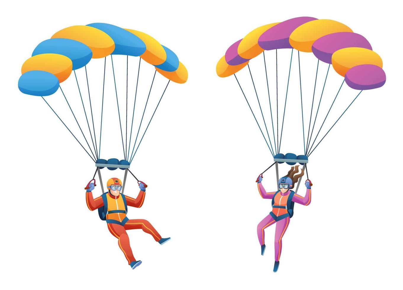 parachute skydiver paar zeichensatz vektor