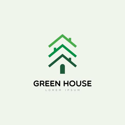 Green House With Pines-logotyp vektor