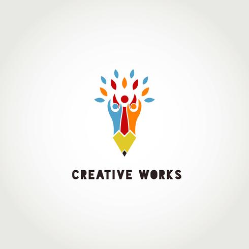 Kreatives Gruppe von Personenen-Bleistift-Logo vektor