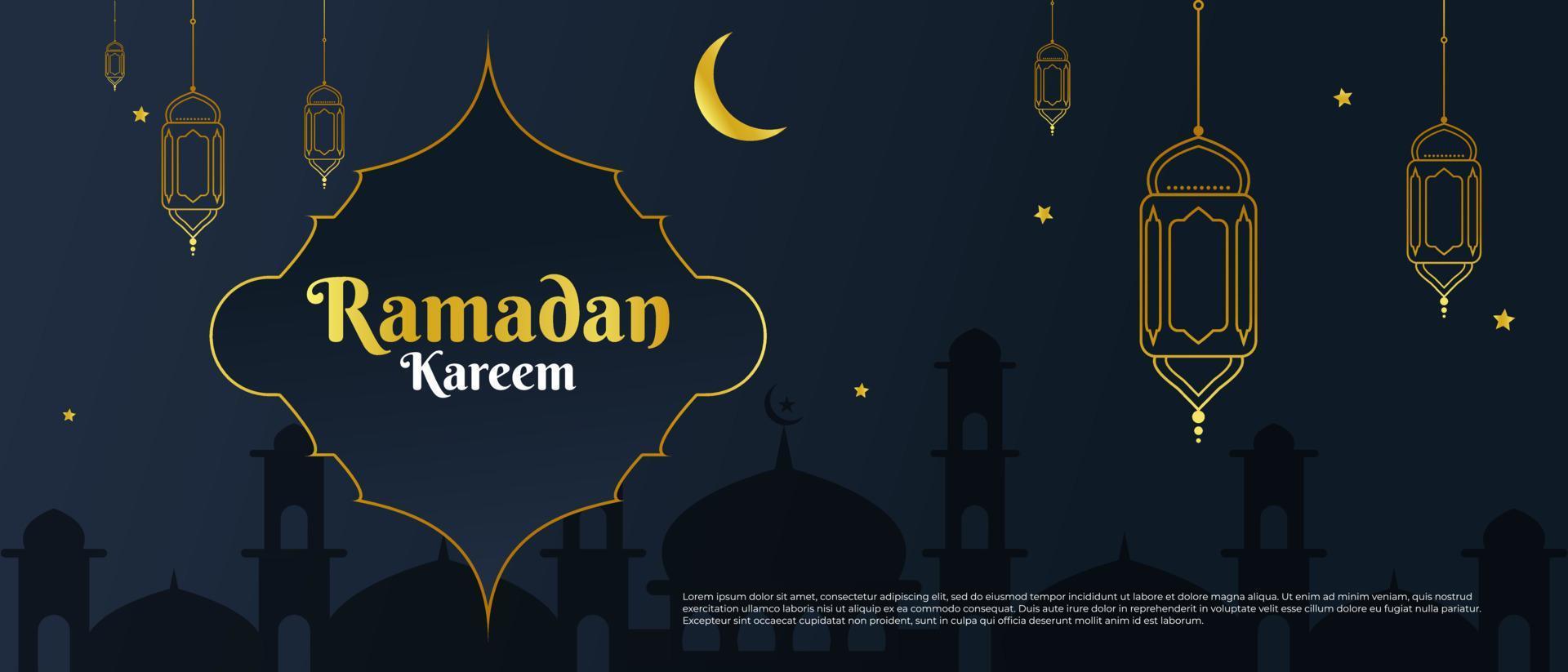 ramadan kareem eller eid mubarak islamisk bakgrundsdesign för gratulationskort, banderoll, evenemang eller affisch vektor