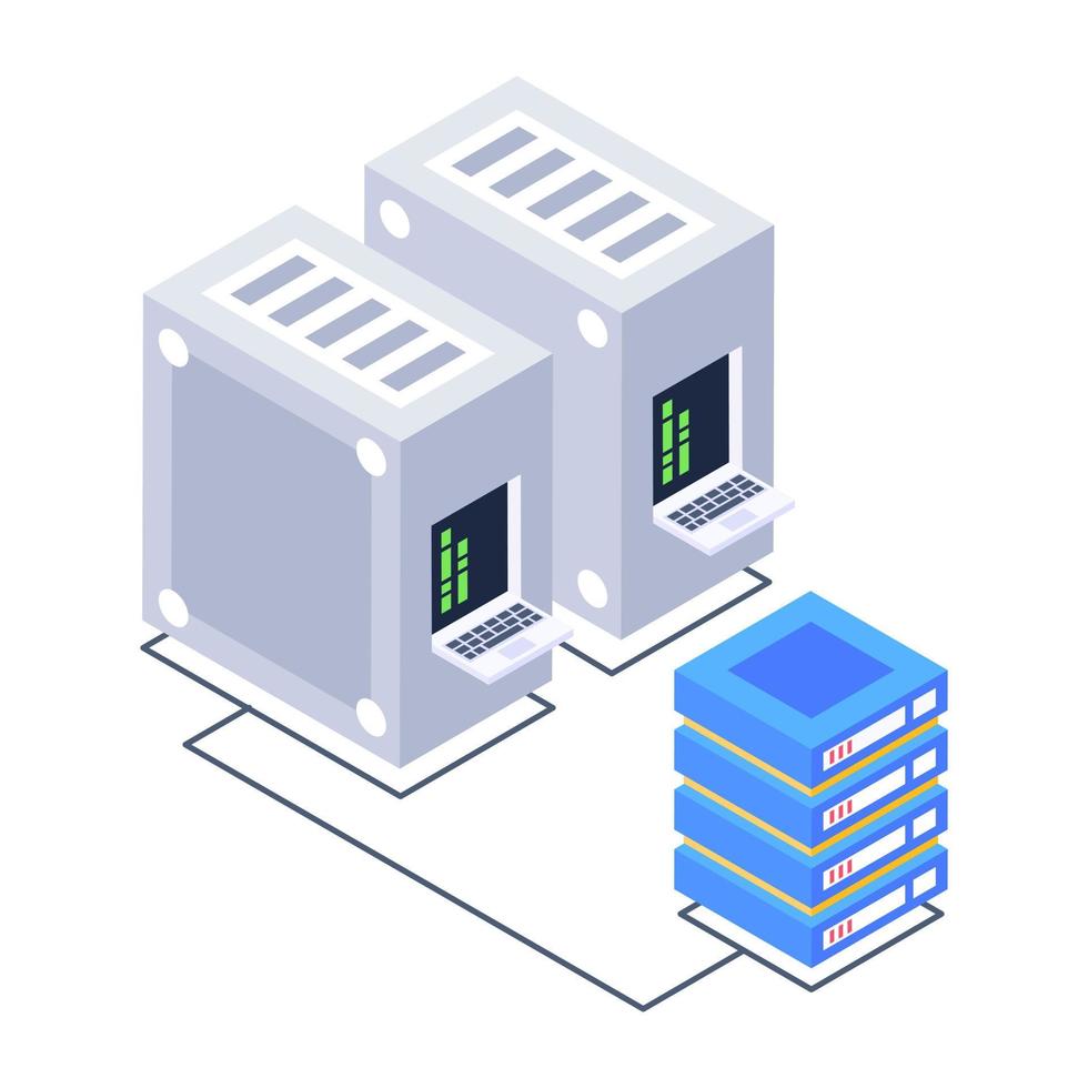 Symbol des Serverinhalts im isometrischen Stil vektor