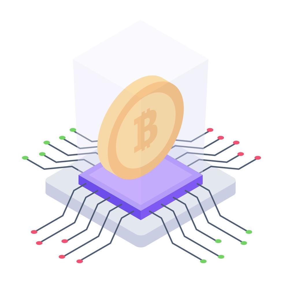 ein isometrisches Icon-Design für Bitcoin-Server vektor