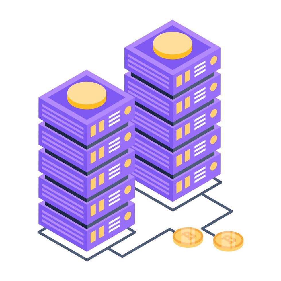 kryptodatacenterikon i isometrisk design, redigerbar design vektor