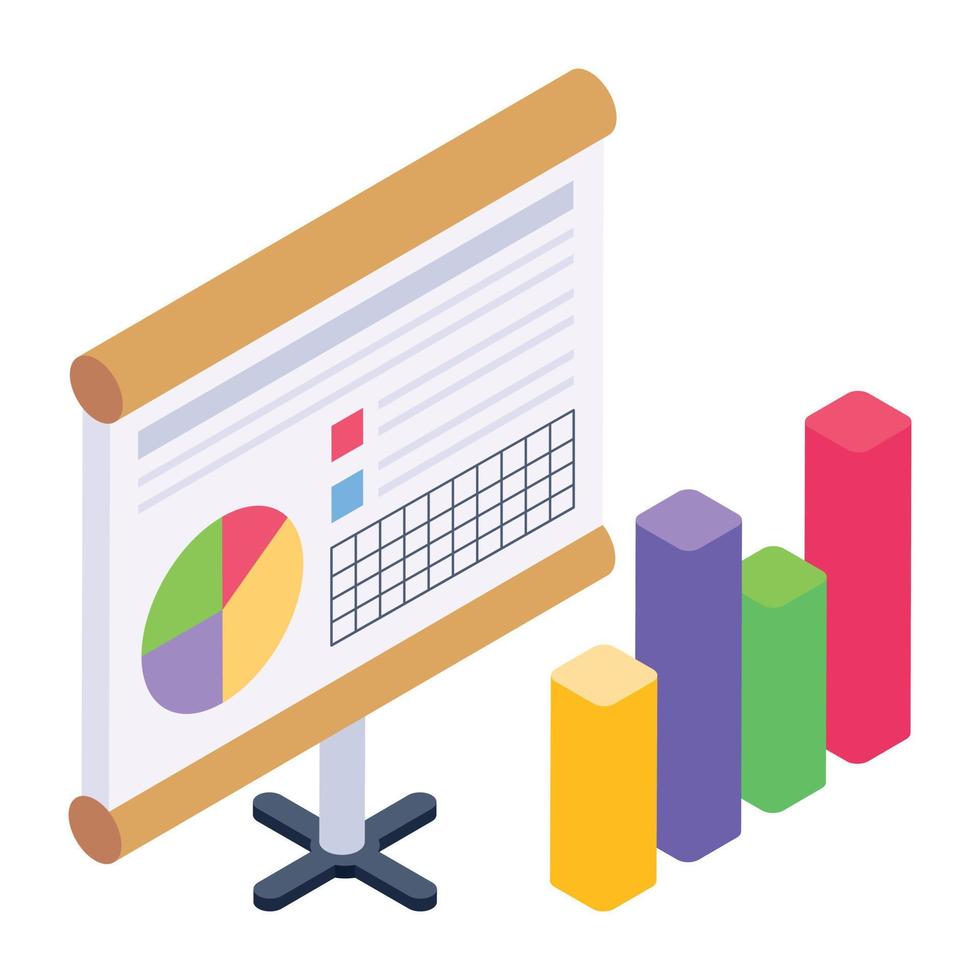 affärspresentation isometrisk stilikon, redigerbar vektor